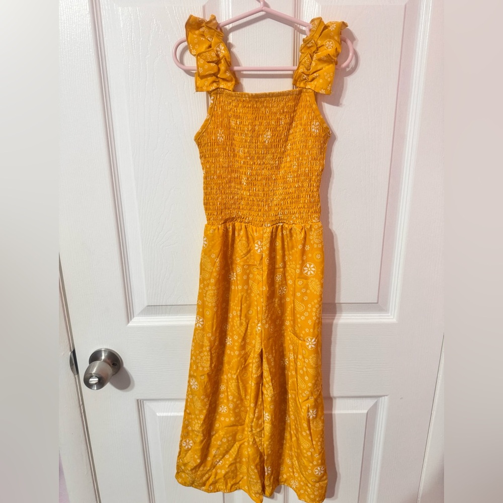 Yellow Floral girls romper size 7